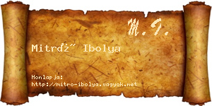 Mitró Ibolya névjegykártya